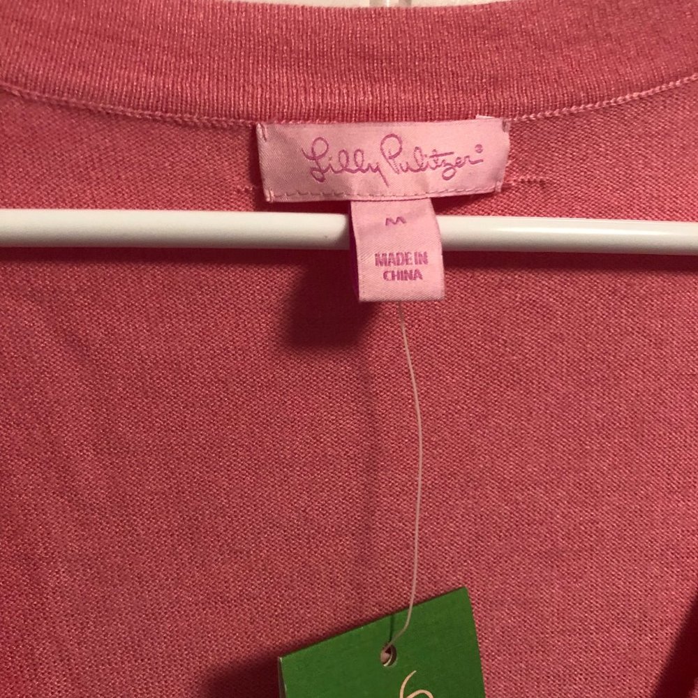 Lilly Pulitzer | Pretty Pink Button Front Cardigan M M - Picture 2 of 4